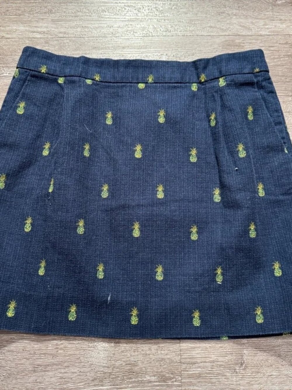 J Crew Skirt Sz 6 Blue Pineapple Skirt Above Knee Lined‎ 100% Cotton